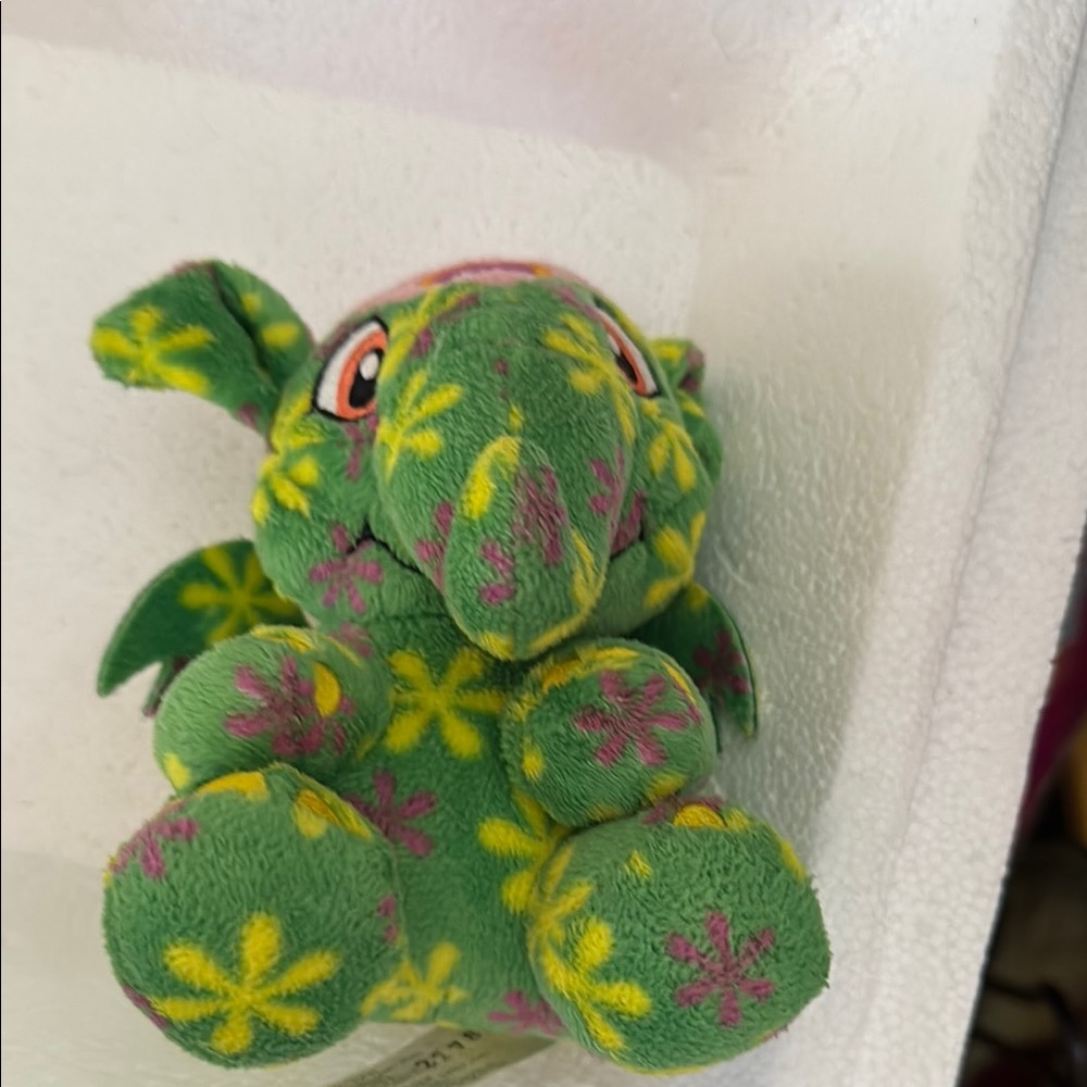 Neopets disco elephants Green and Yellow Reptile Plush Toy